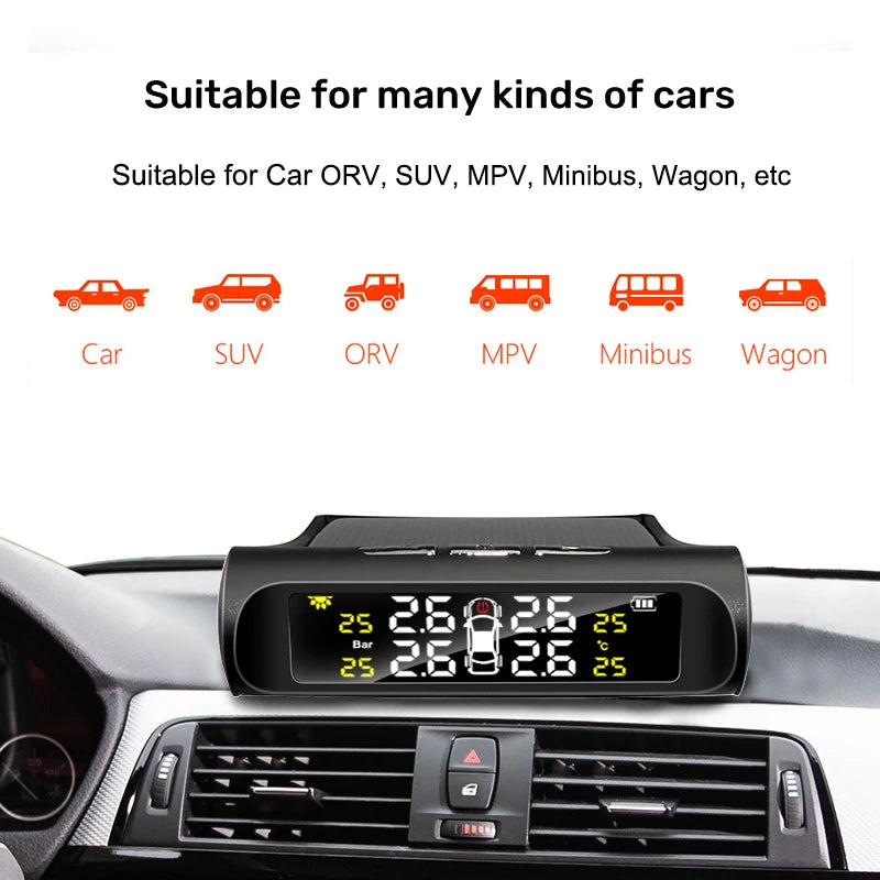 Moniteur de pression des pneus TPMS solaire E-ACE