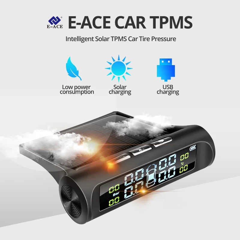 Moniteur de pression des pneus TPMS solaire E-ACE
