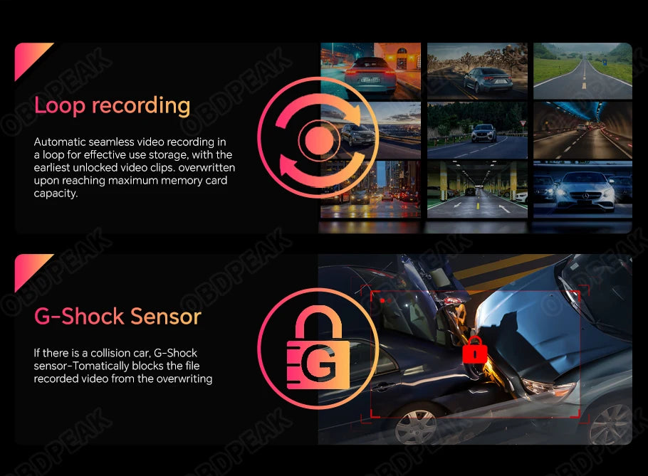 Caméra DVR de voiture 4K avec CarPlay sans fil et Android Auto