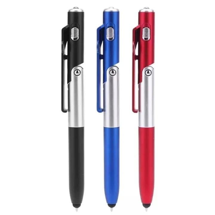Stylo à bille LED 4-en-1 avec support de téléphone