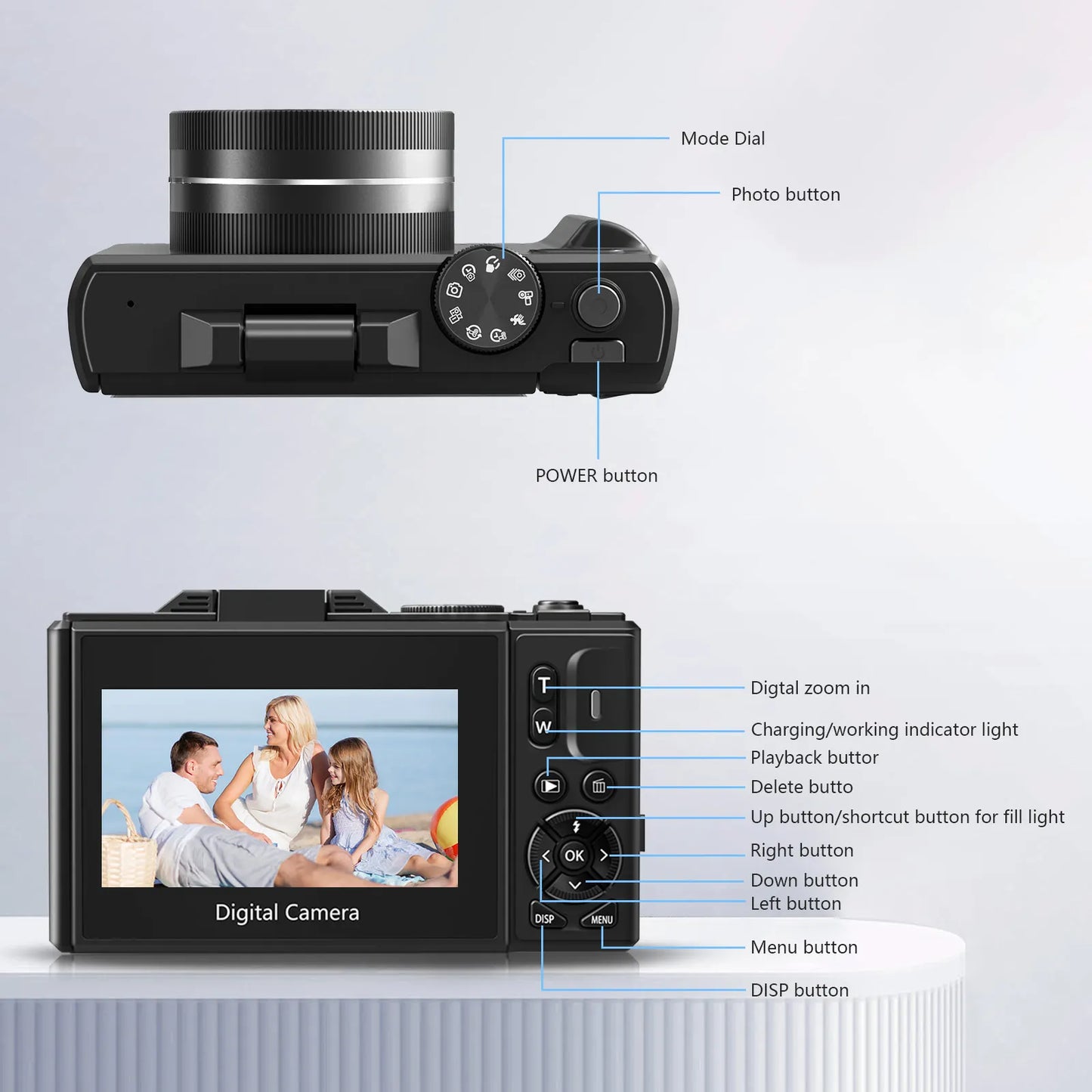 Caméra WiFi 5K 75MP avec zoom 18X et écran rabattable