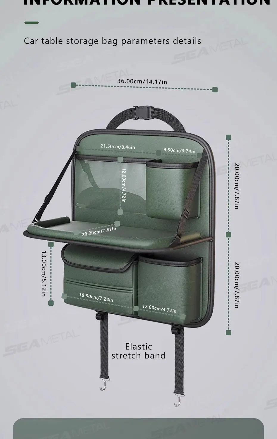 Organisateur de dossier de siège SEAMETAL avec table pliante