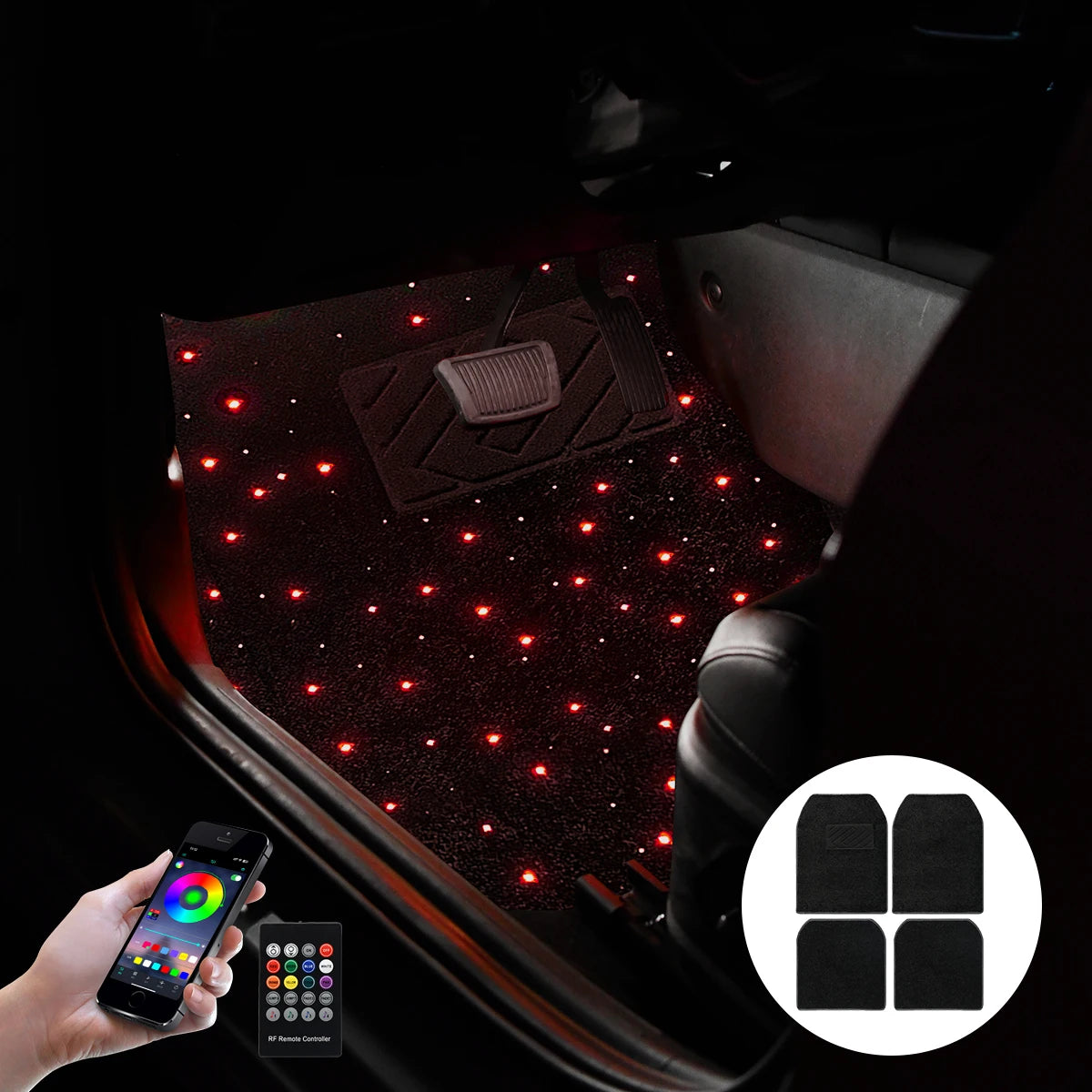 Tapis de sol de voiture LED Starlight 12V avec contrôle par application