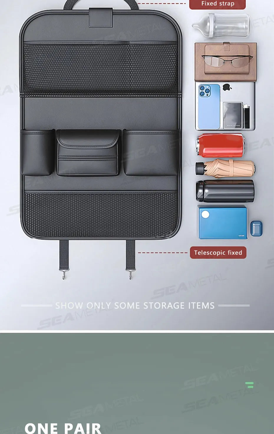 Organisateur de dossier de siège SEAMETAL avec table pliante