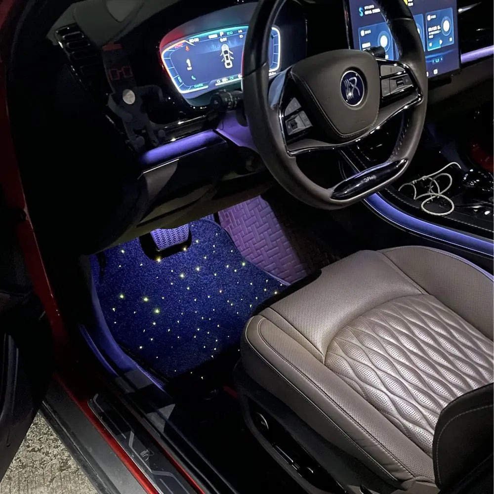 Tapis de voiture LED à fibre optique étoilés étanches