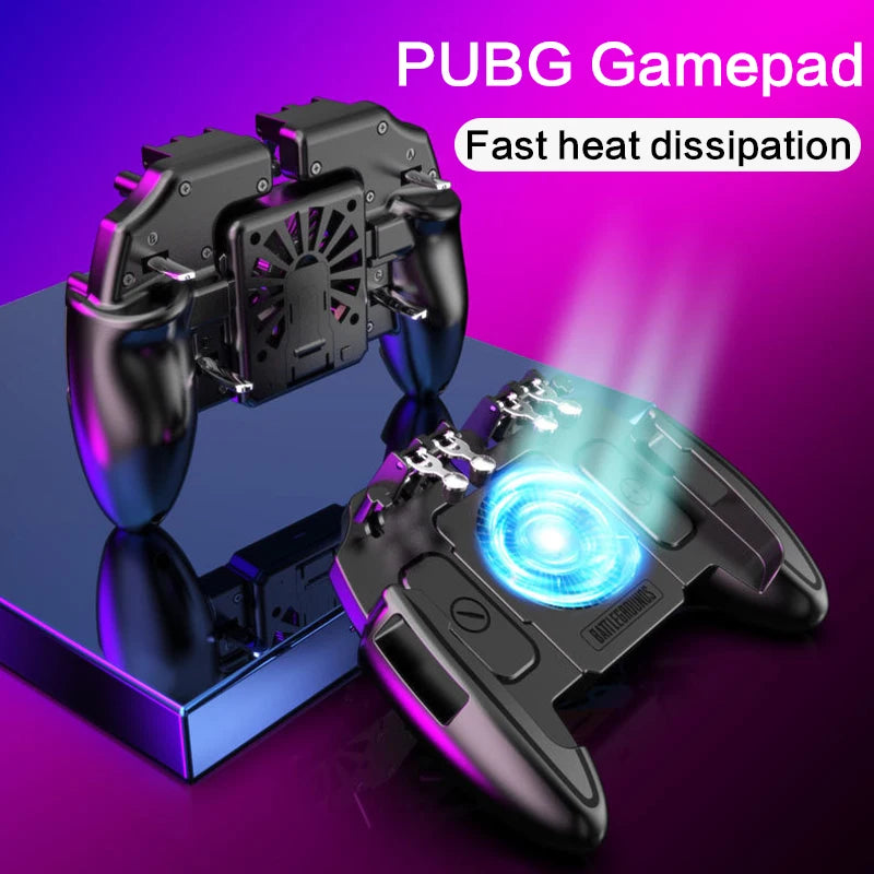 Manette de jeu PUBG M11 à six doigts avec ventilateur de refroidissement