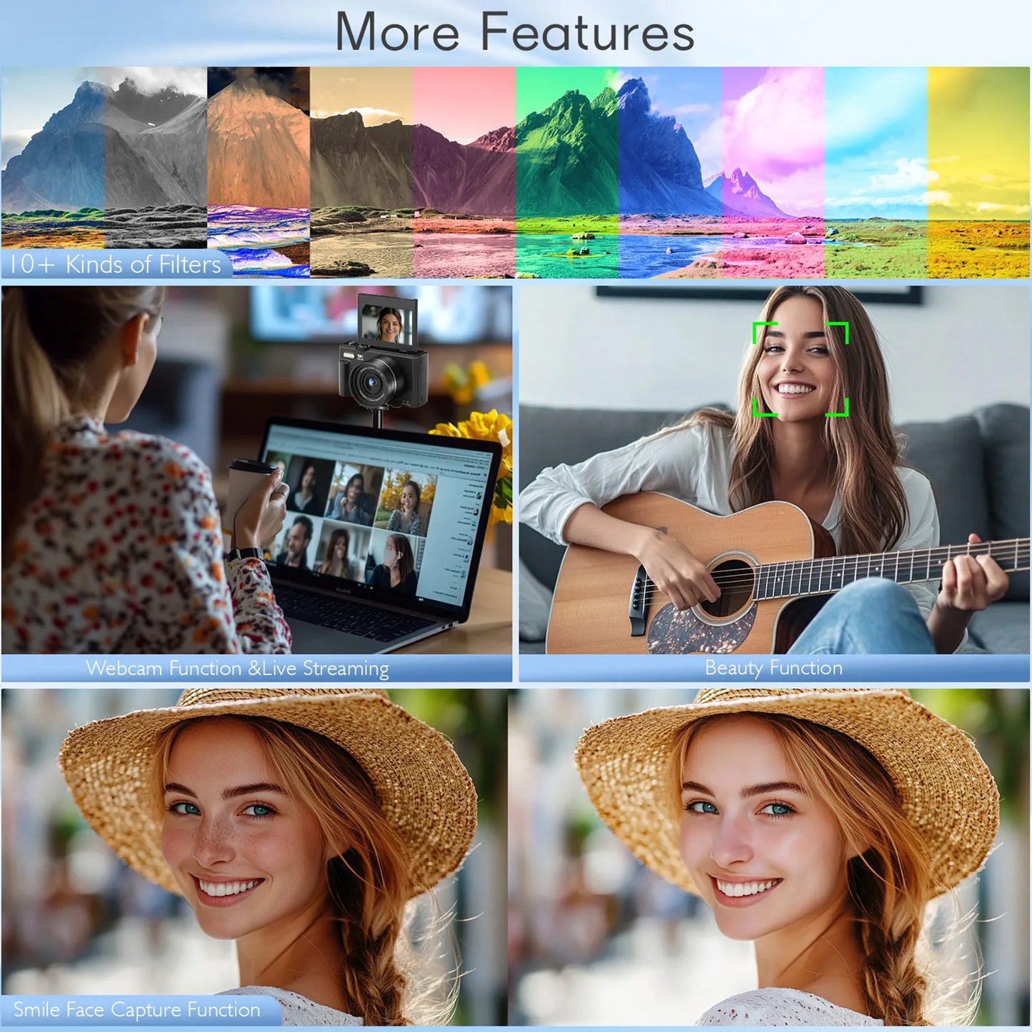 Caméra WiFi 5K 75MP avec zoom 18X et écran rabattable