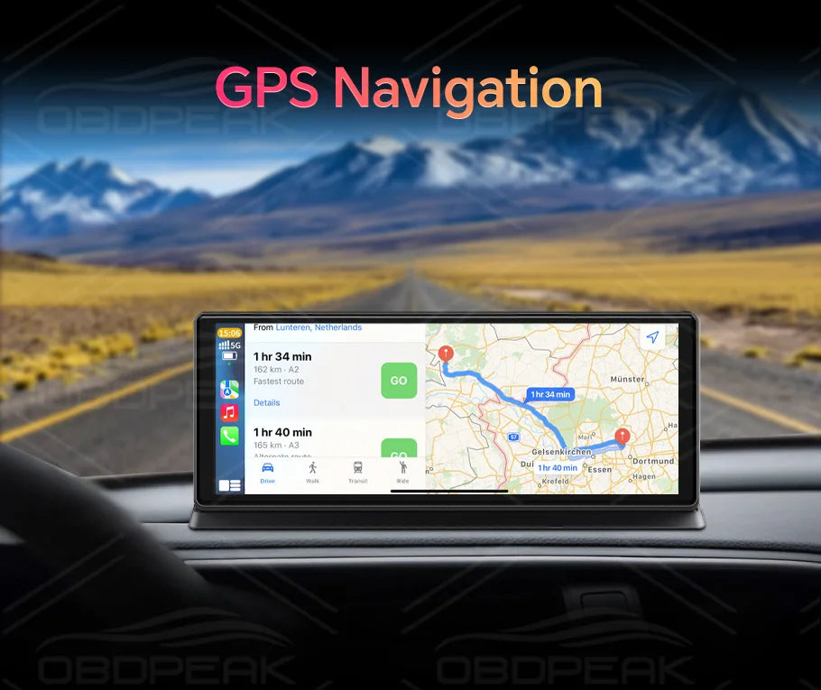 Caméra DVR de voiture 4K avec CarPlay sans fil et Android Auto