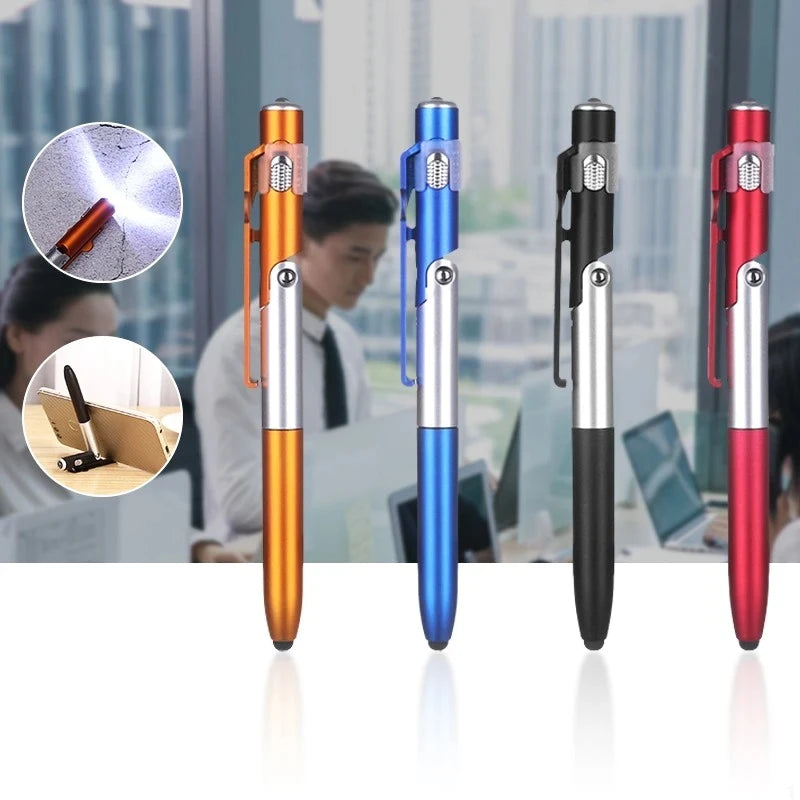 Stylo à bille LED 4-en-1 avec support de téléphone