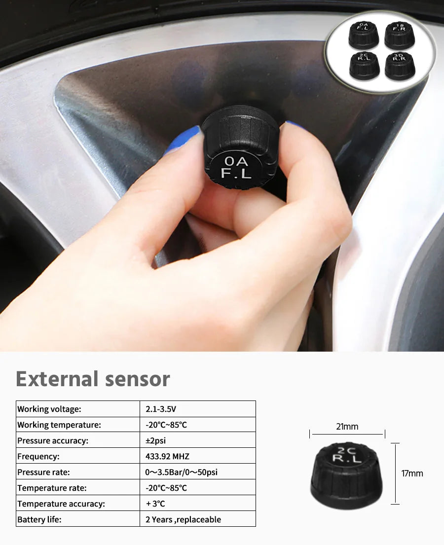 Moniteur de pression des pneus TPMS solaire E-ACE