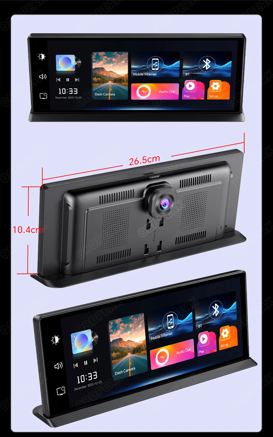 Caméra DVR de voiture 4K avec CarPlay sans fil et Android Auto