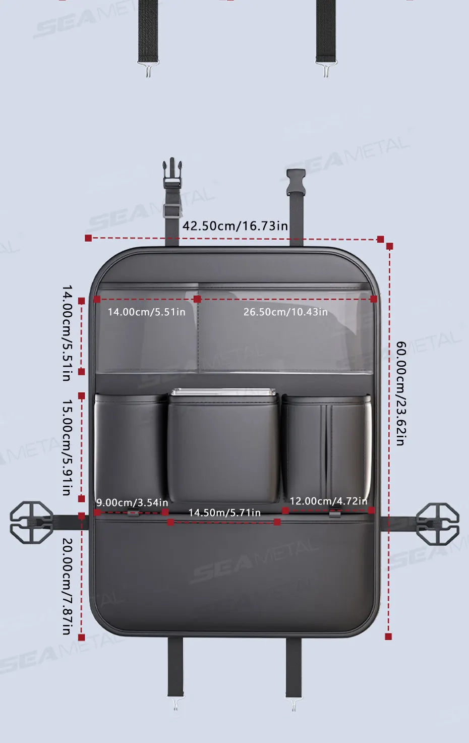 Organisateur de dossier de siège SEAMETAL avec table pliante