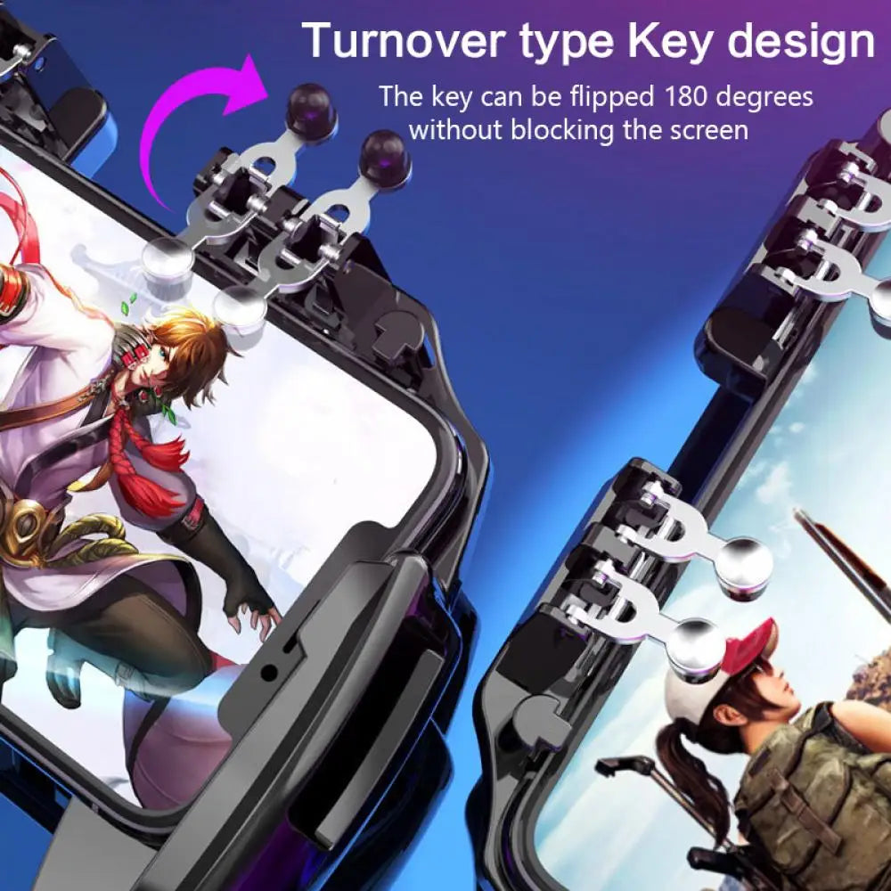 Manette de jeu PUBG M11 à six doigts avec ventilateur de refroidissement