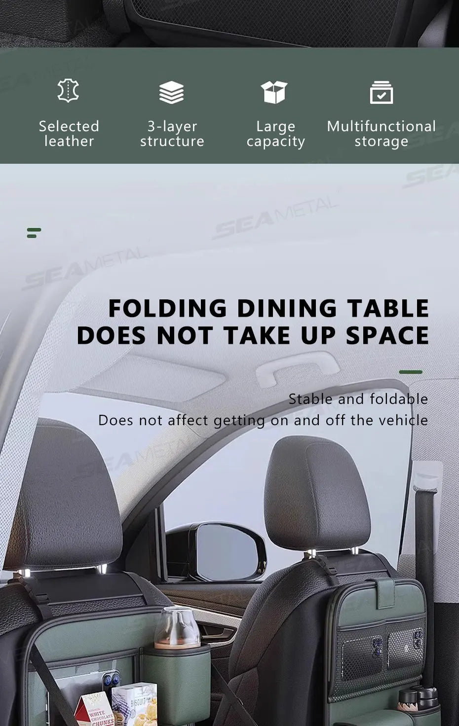 Organisateur de dossier de siège SEAMETAL avec table pliante